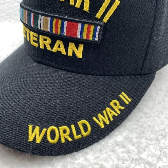 World War II 2 Veteran Baseball Hat Mens Hook Loop OSFM Military Army History - Picture 3 of 9